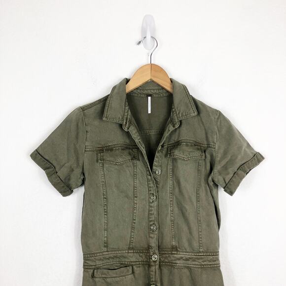 Young Fabulous and Broke Jumpsuit Womens XS Olive Button Up Ankle Khari Utility - Picture 4 of 14